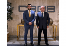 El secretario permanente de CEIB, Narciso Casado, se reúne con un representante de AJE Venezuela, Rodrigo Lepervanche